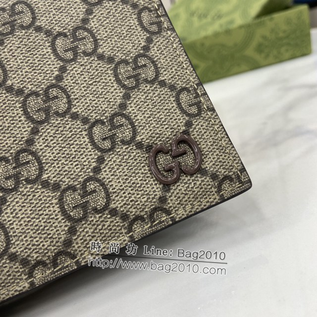 Gucci專櫃古馳最新款飾GG細節錢包小件皮革男士短夾錢包 jh2296型號：768244